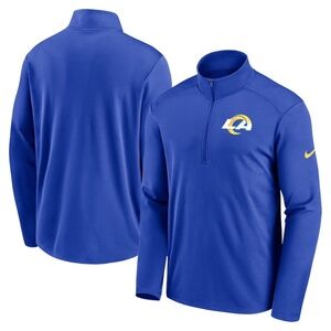 Nike Men's Official NFL Los Angeles Rams Logo Pacer Royal Half-Zip Pullover NWT